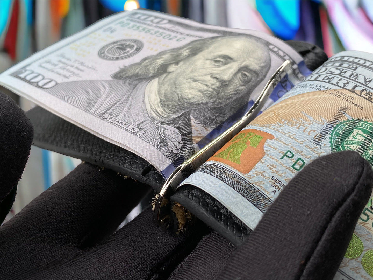 Custom Minimalist Cowhide Leather Money Clip