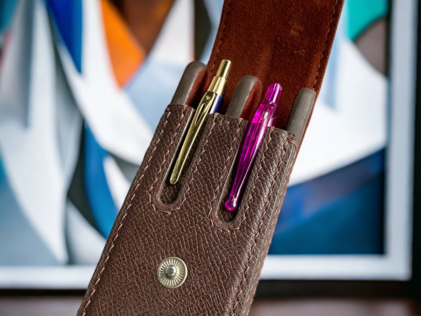 Epsom Dark Brown Cowhide Pen Case