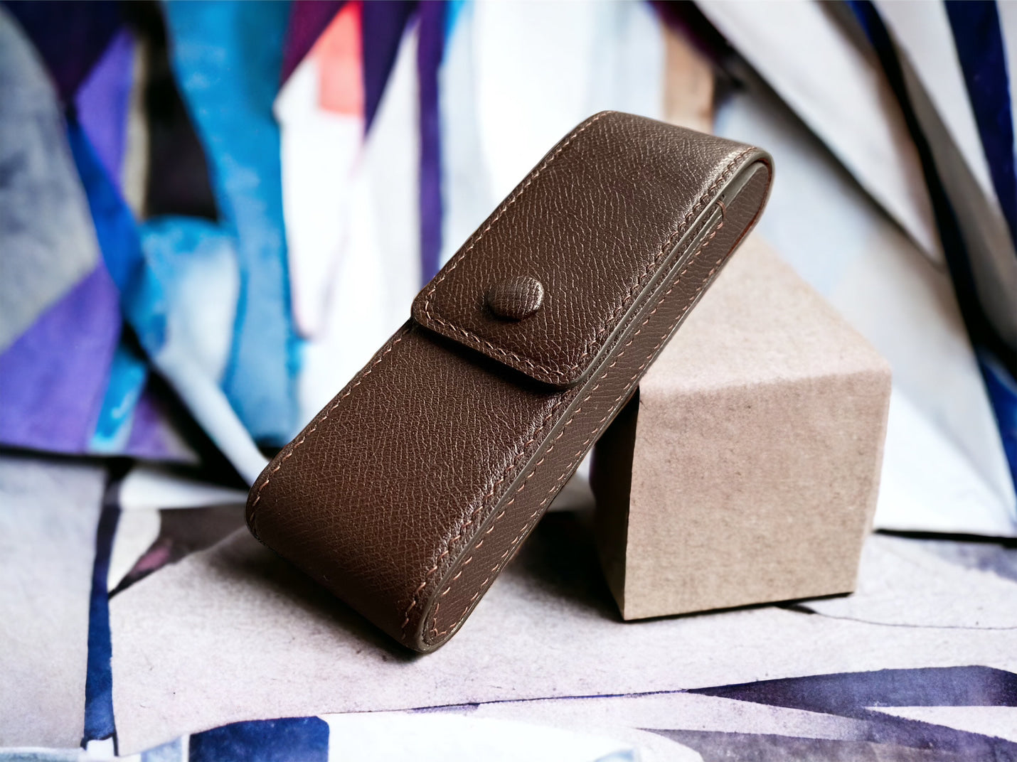 Epsom Dark Brown Cowhide Pen Case