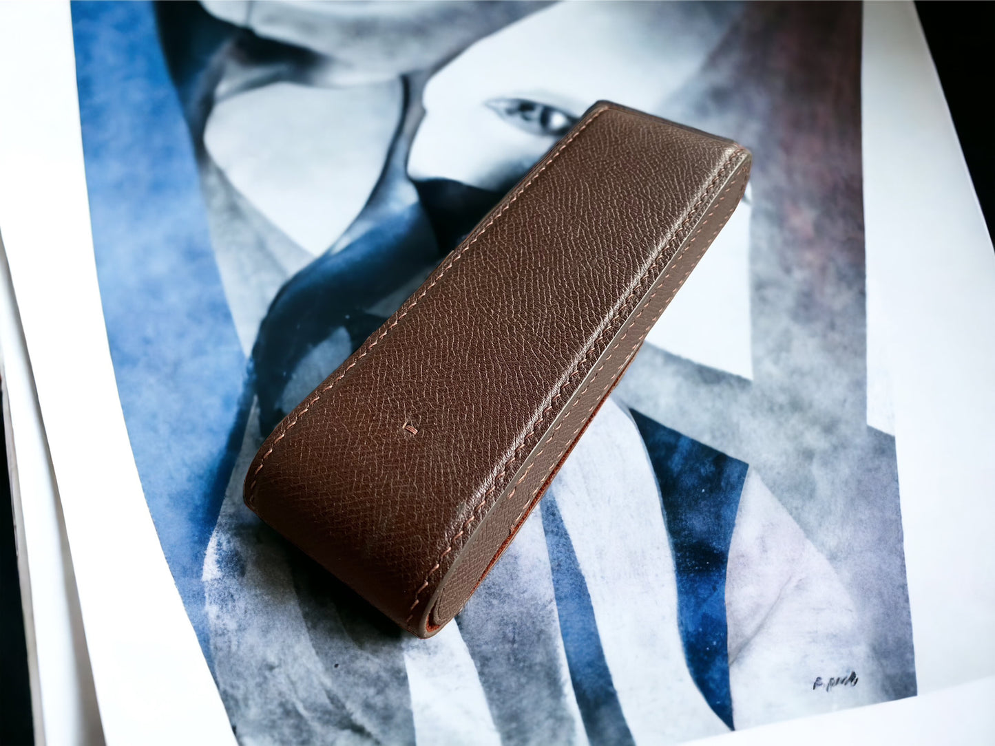 Epsom Dark Brown Cowhide Pen Case