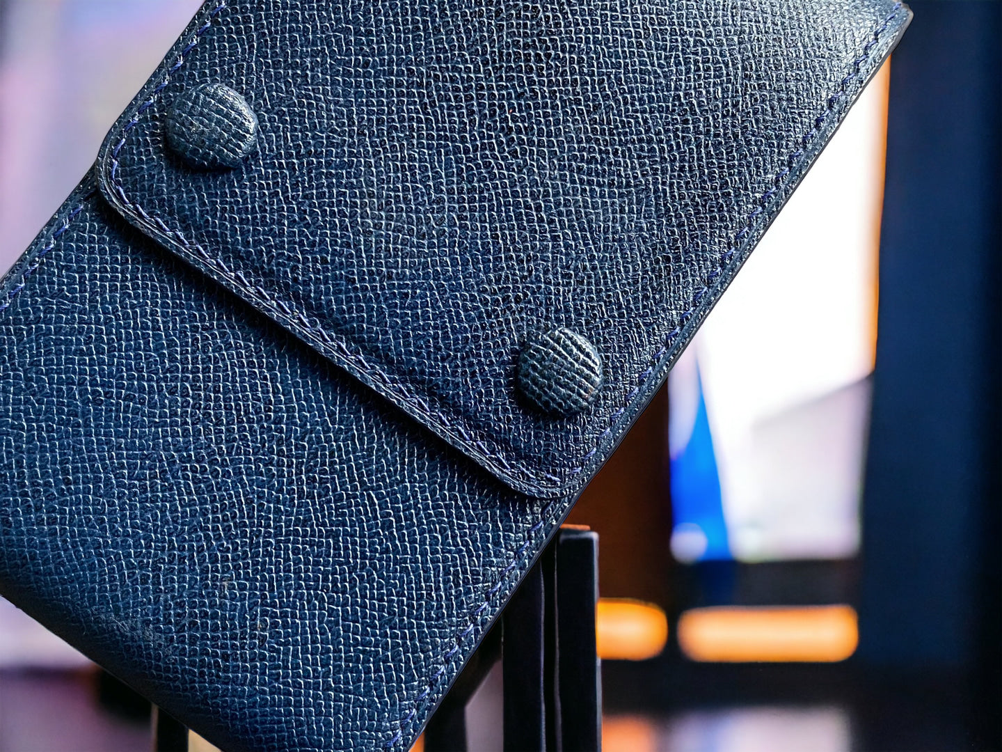 Epsom Navy Blue Cowhide Pen Case