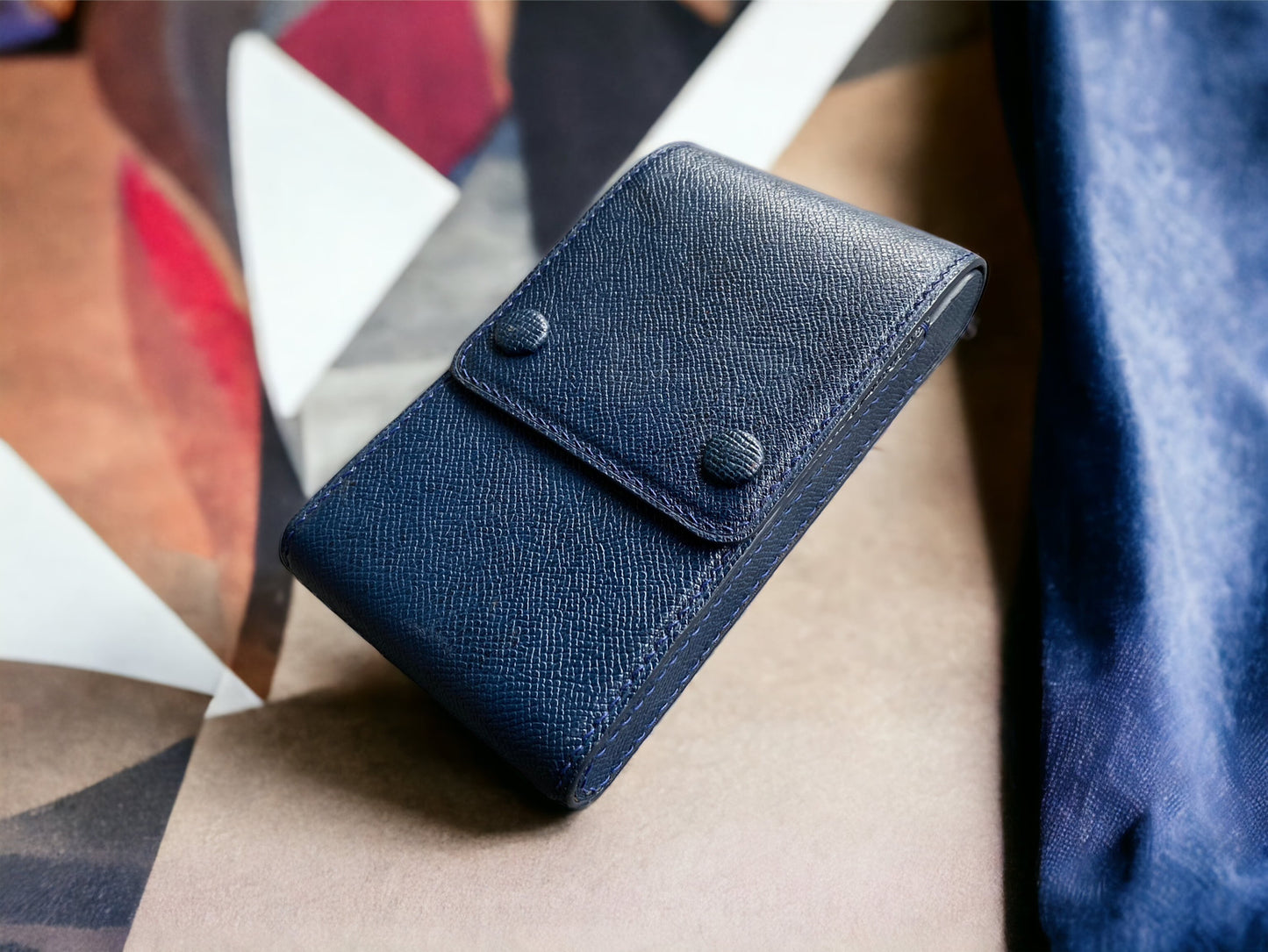 Epsom Navy Blue Cowhide Pen Case