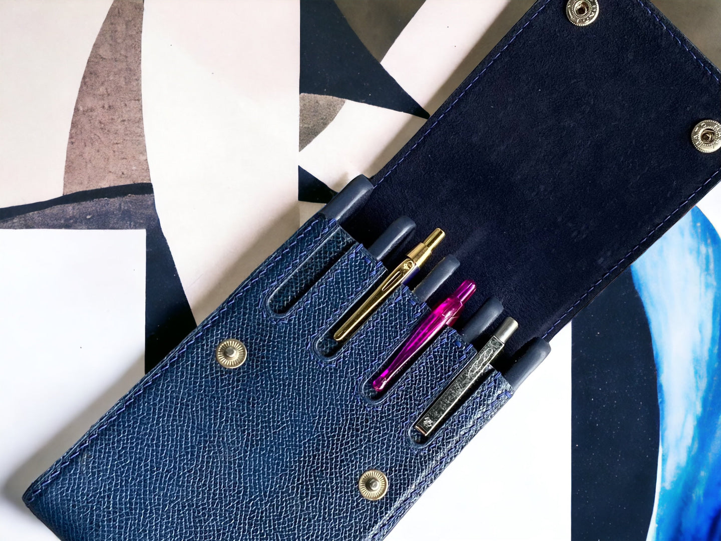 Epsom Navy Blue Cowhide Pen Case