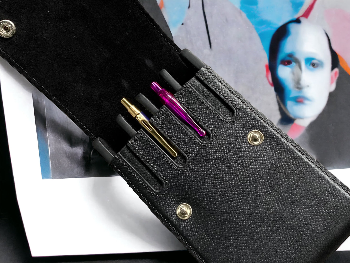Epsom Black Cowhide Pen Case
