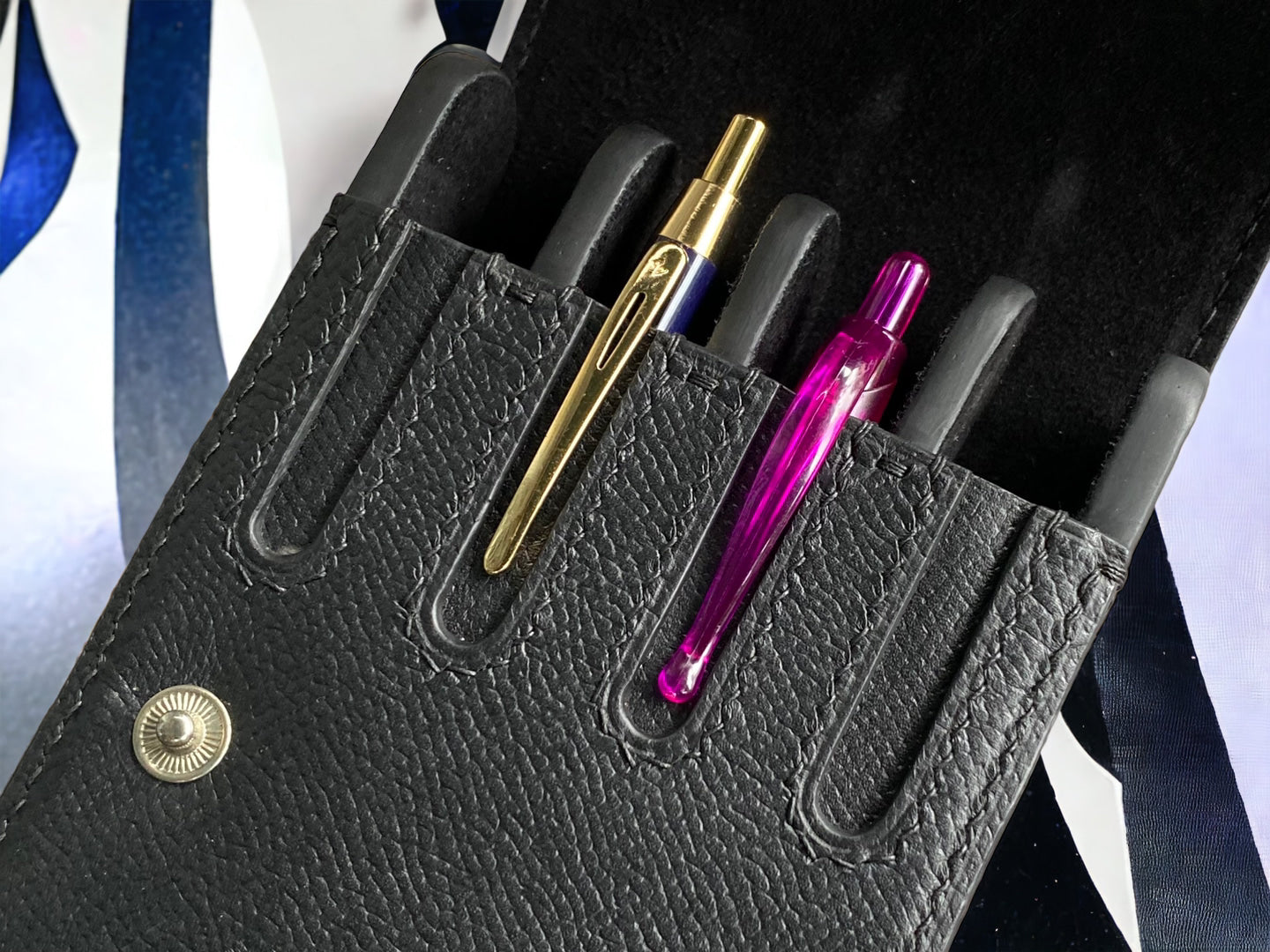 Epsom Black Cowhide Pen Case