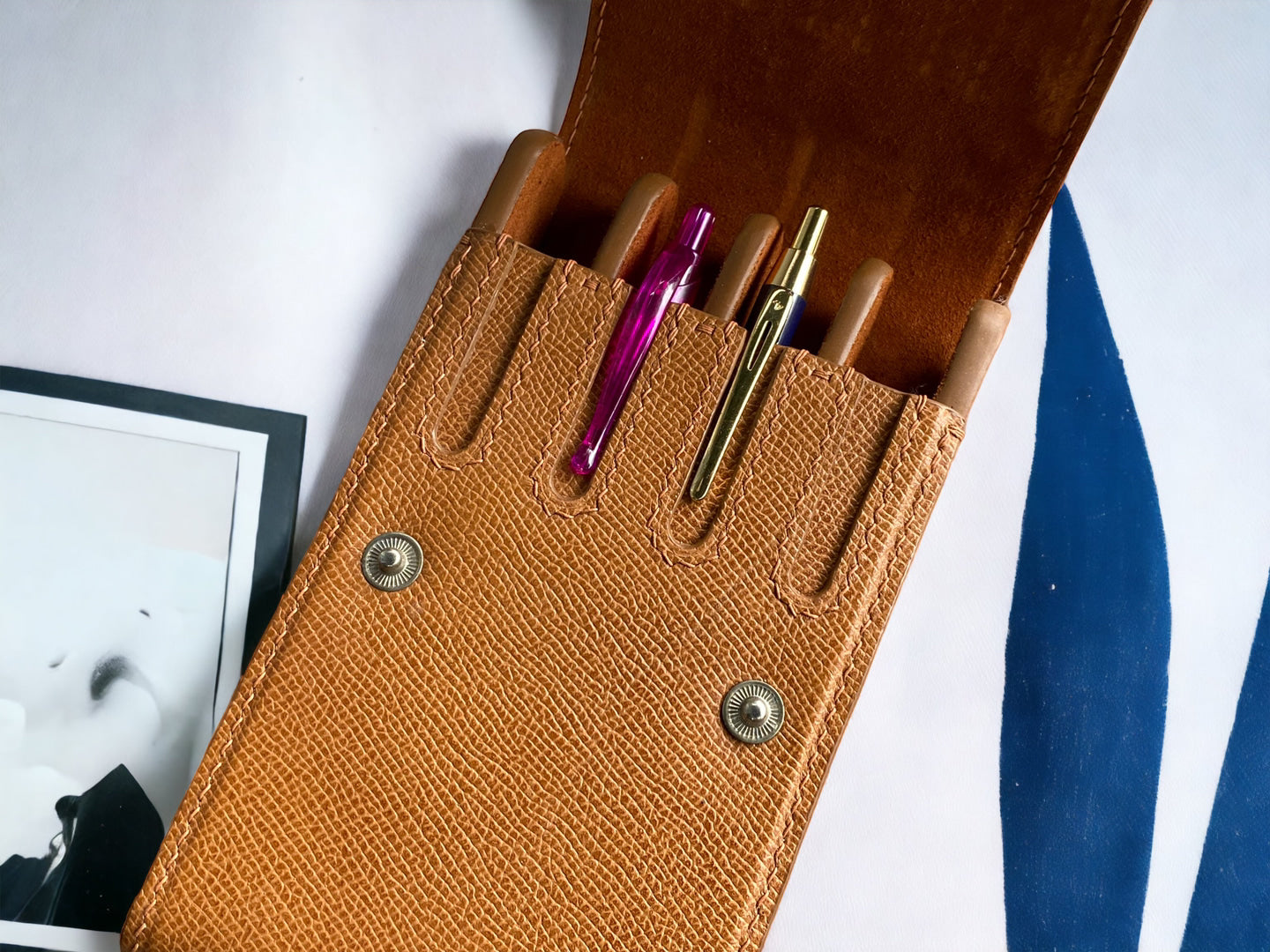 Light Brown Cowhide Pen Case
