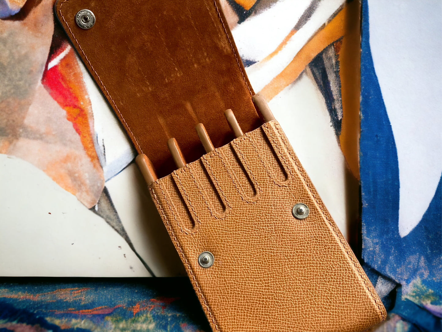 Light Brown Cowhide Pen Case