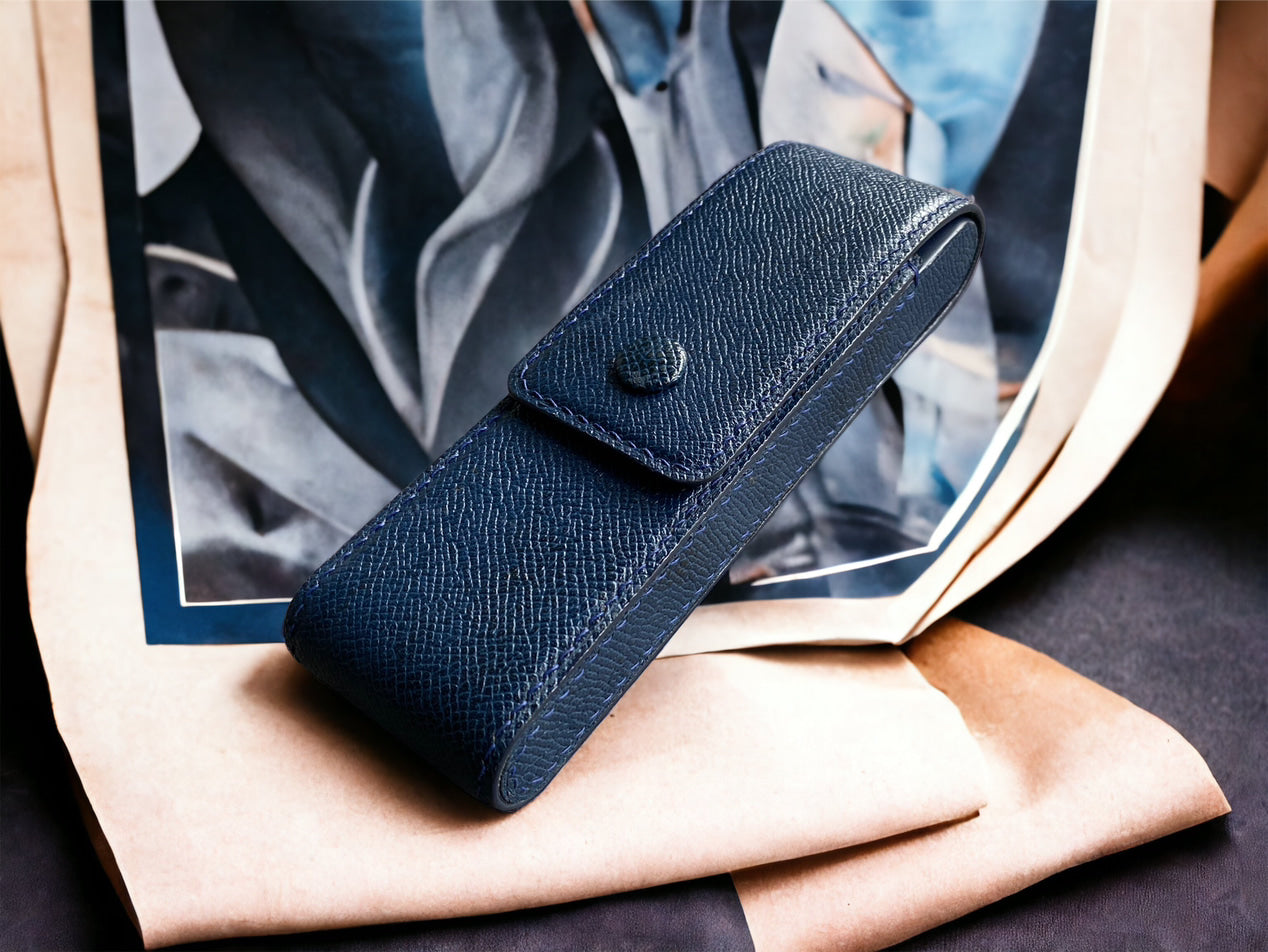 Epsom Navy Blue Cowhide Pen Case
