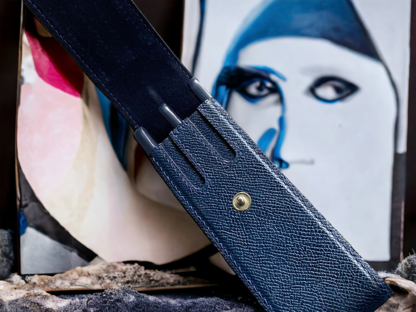 Epsom Navy Blue Cowhide Pen Case