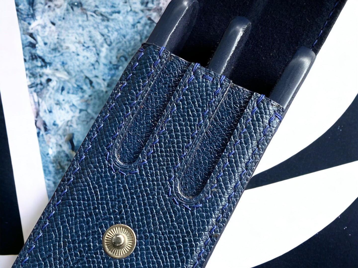 Epsom Navy Blue Cowhide Pen Case