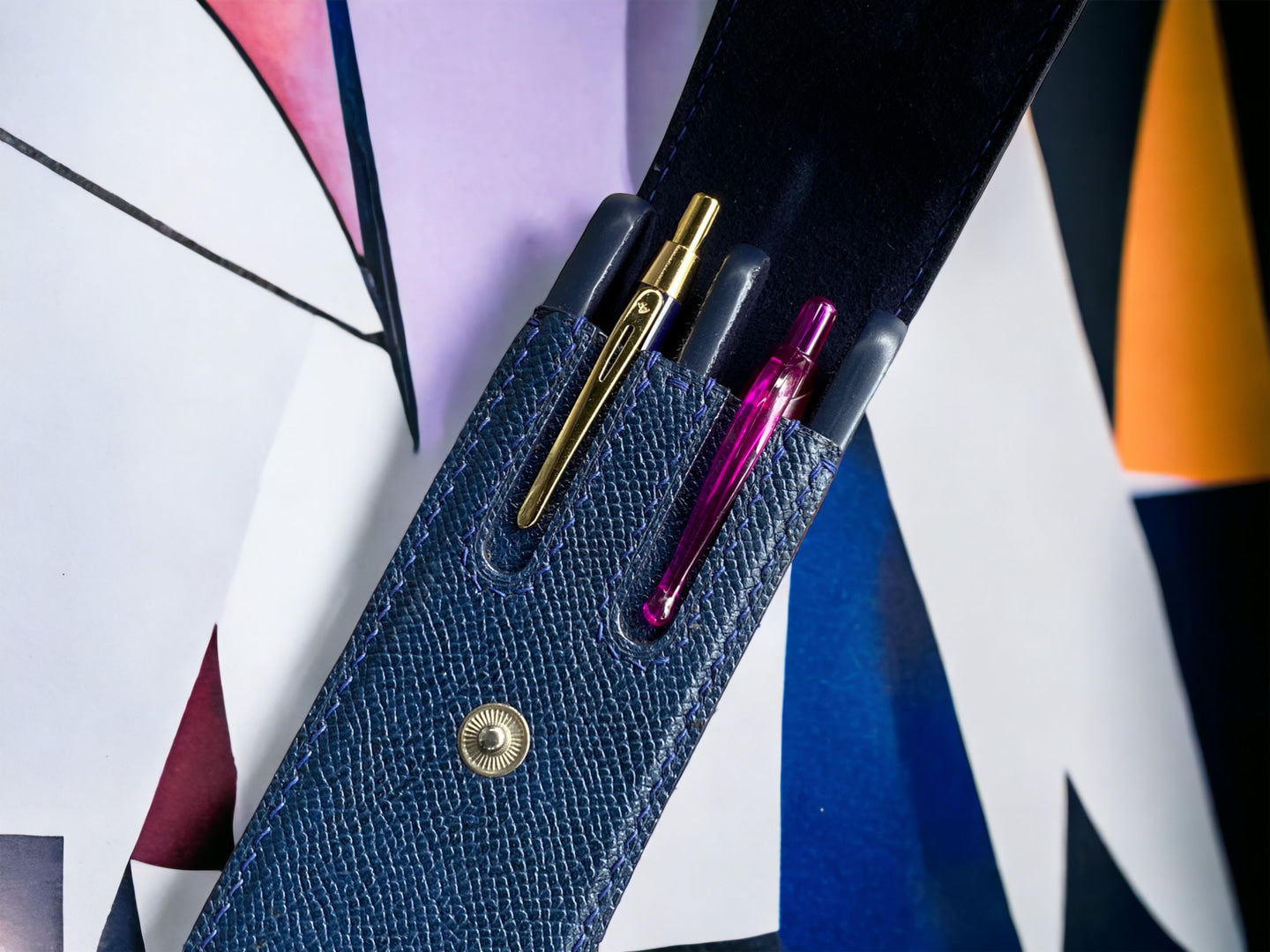 Epsom Navy Blue Cowhide Pen Case