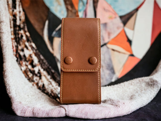 Brown Cowhide Pen Case