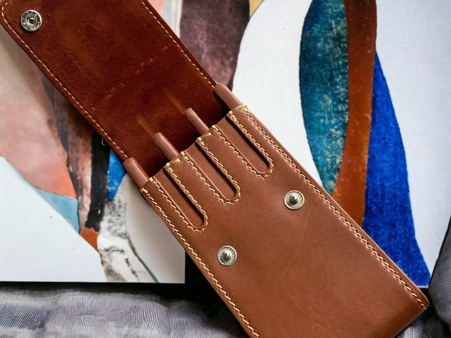 Brown Cowhide Pen Case