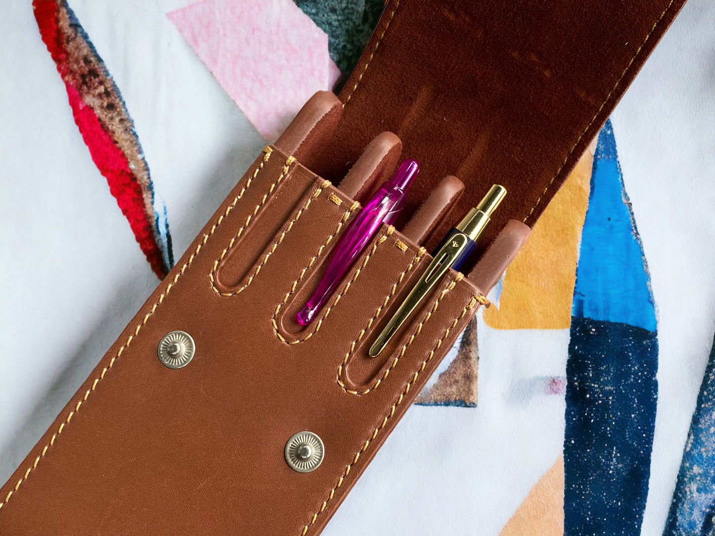 Brown Cowhide Pen Case