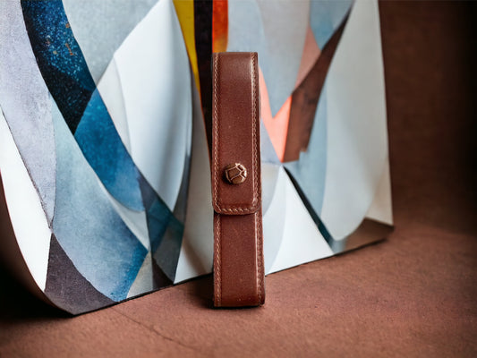 Dark Brown Cowhide Pen Case