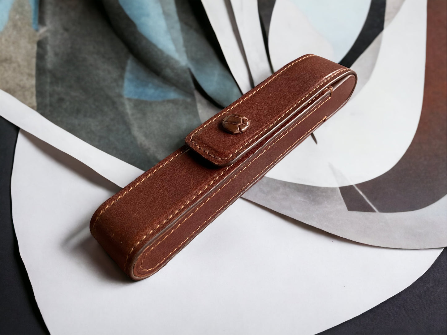 Dark Brown Cowhide Pen Case