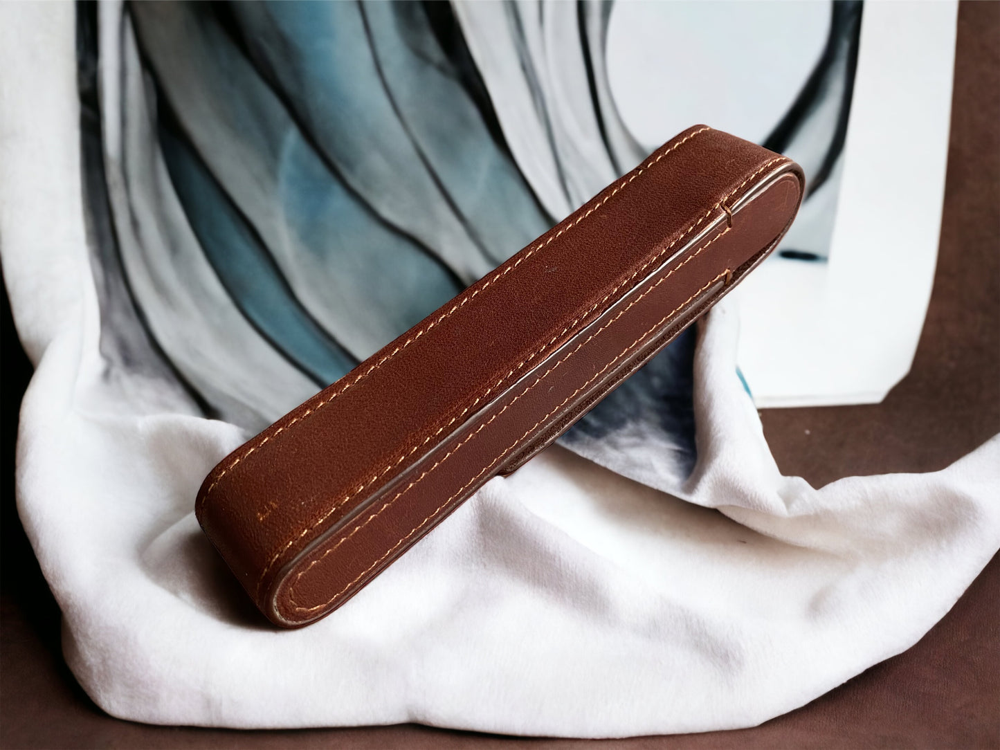 Dark Brown Cowhide Pen Case