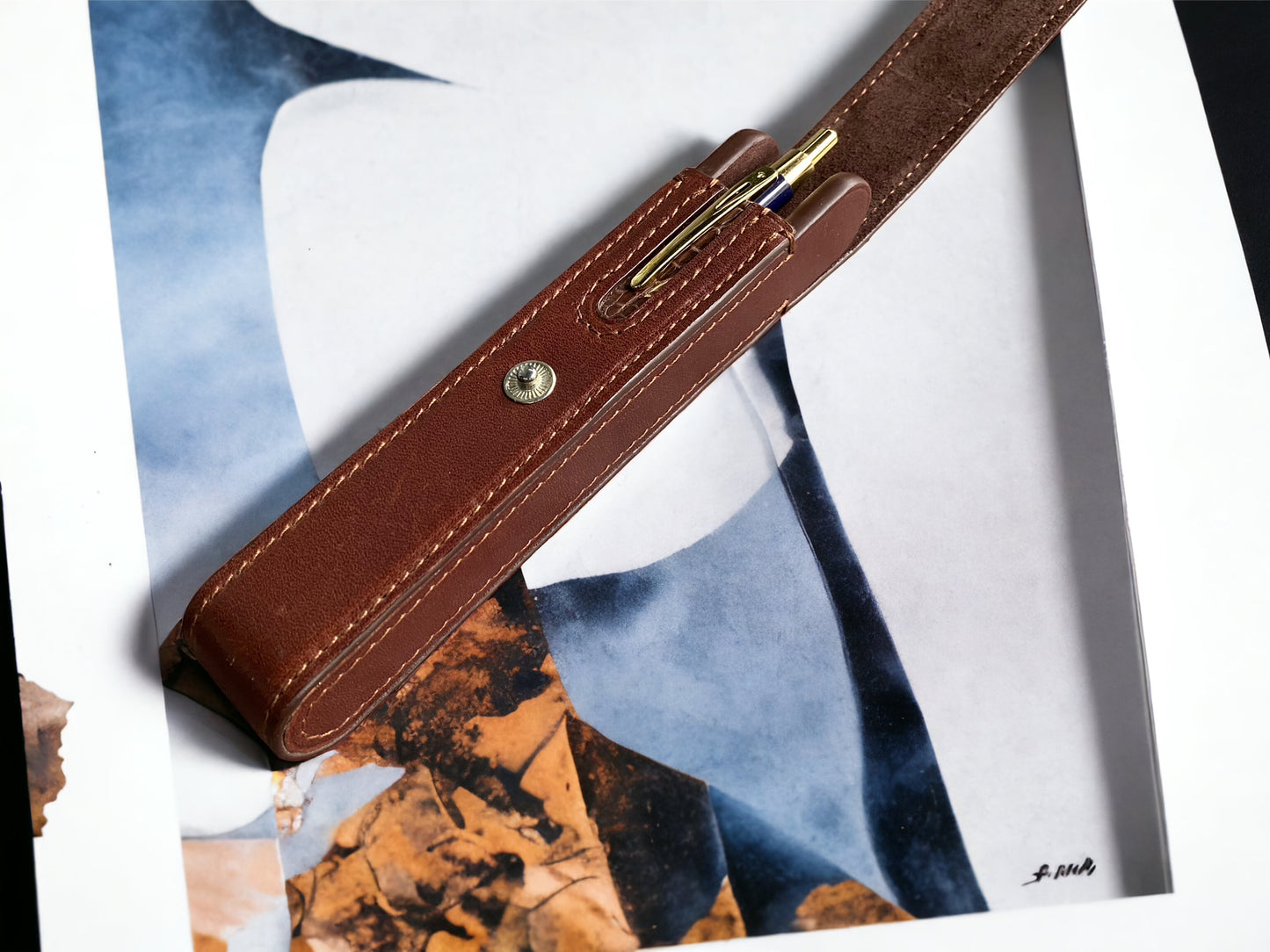 Dark Brown Cowhide Pen Case
