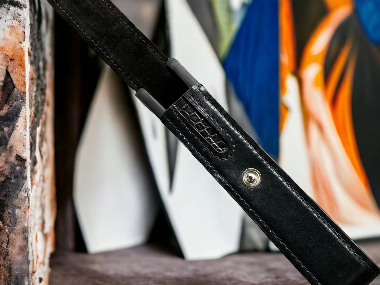 Black Cowhide Pen Case