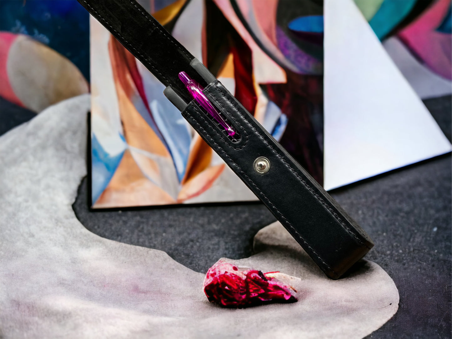 Black Cowhide Pen Case