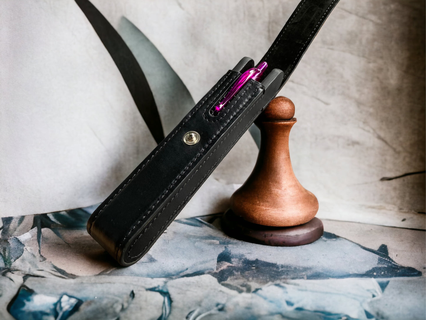 Black Cowhide Pen Case