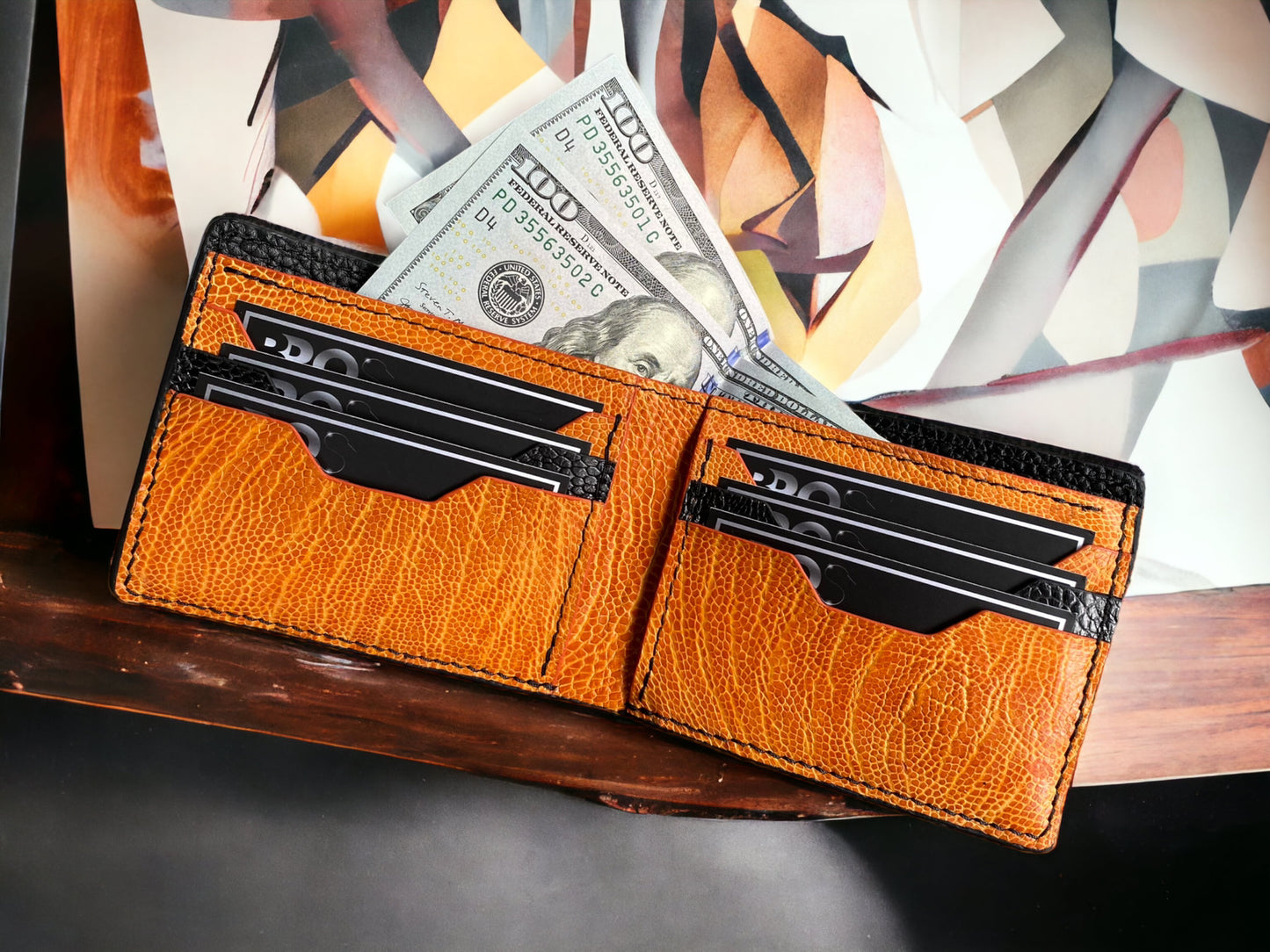 Custom Black Shark Skin & Alligator Men Wallet