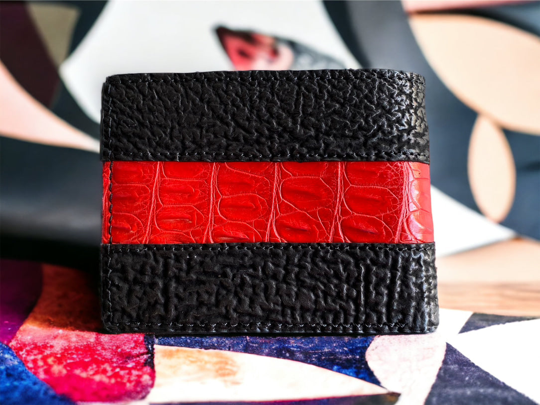 Custom Black Shark Skin & Alligator Men Wallet