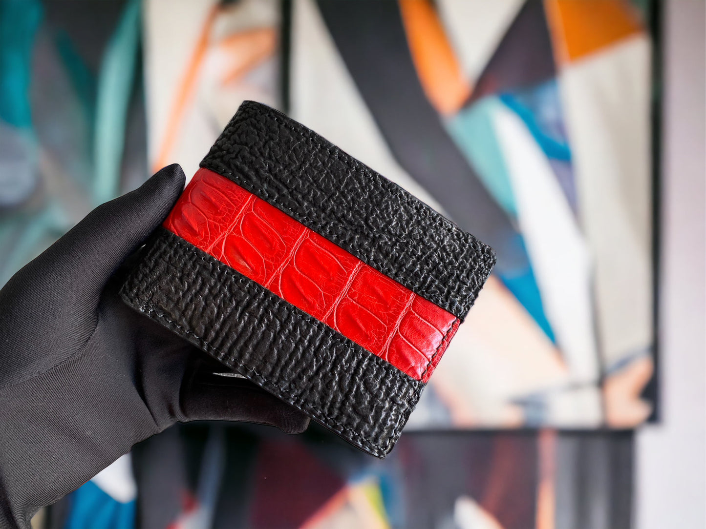 Custom Black Shark Skin & Alligator Men Wallet