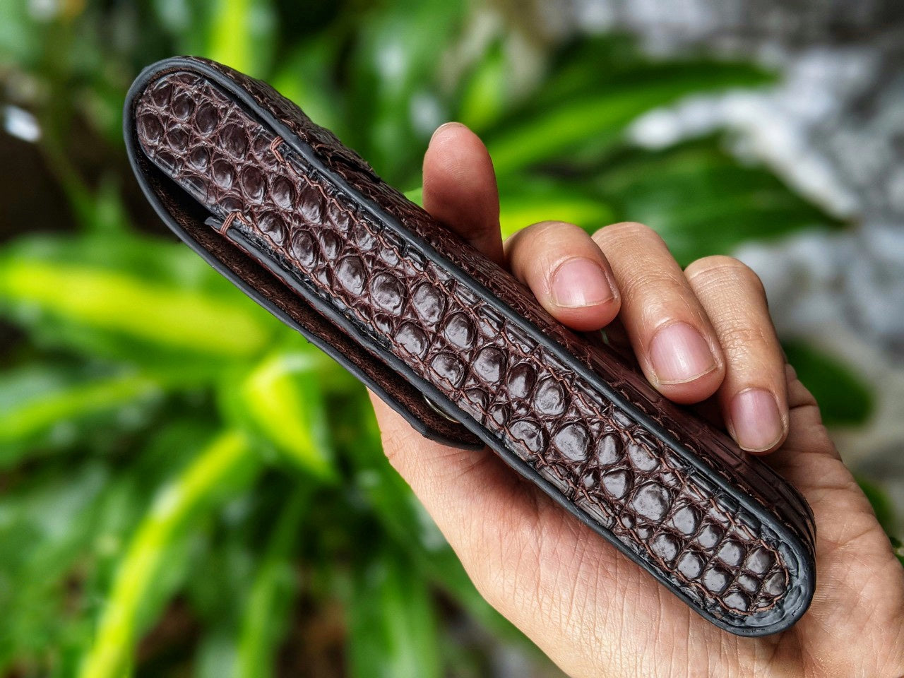 Brown Alligator Pen Case