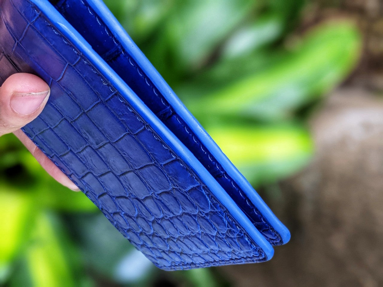 Custom Blue Alligator Leather Wallet
