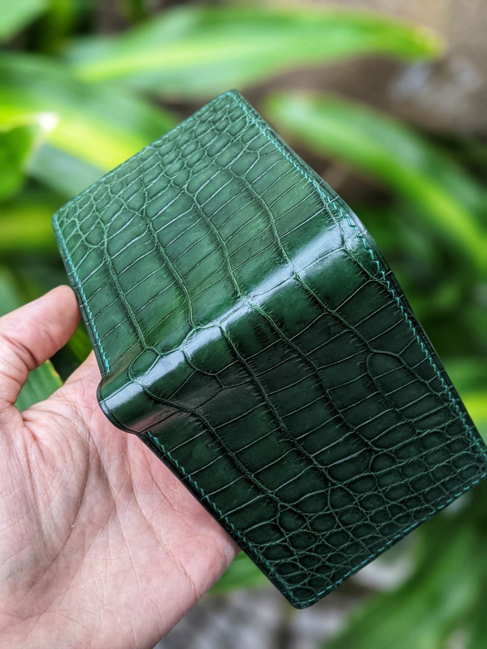 Custom Green Alligator Leather Wallet