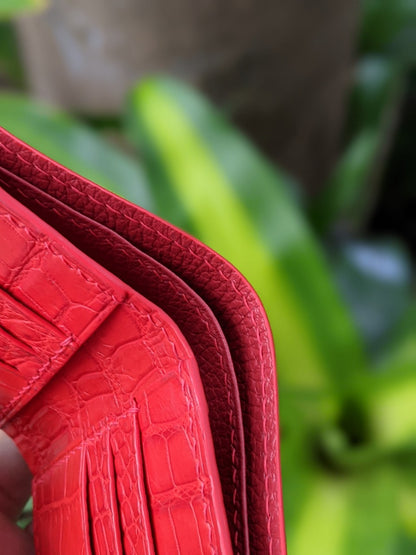Custom Red Alligator Leather Wallet