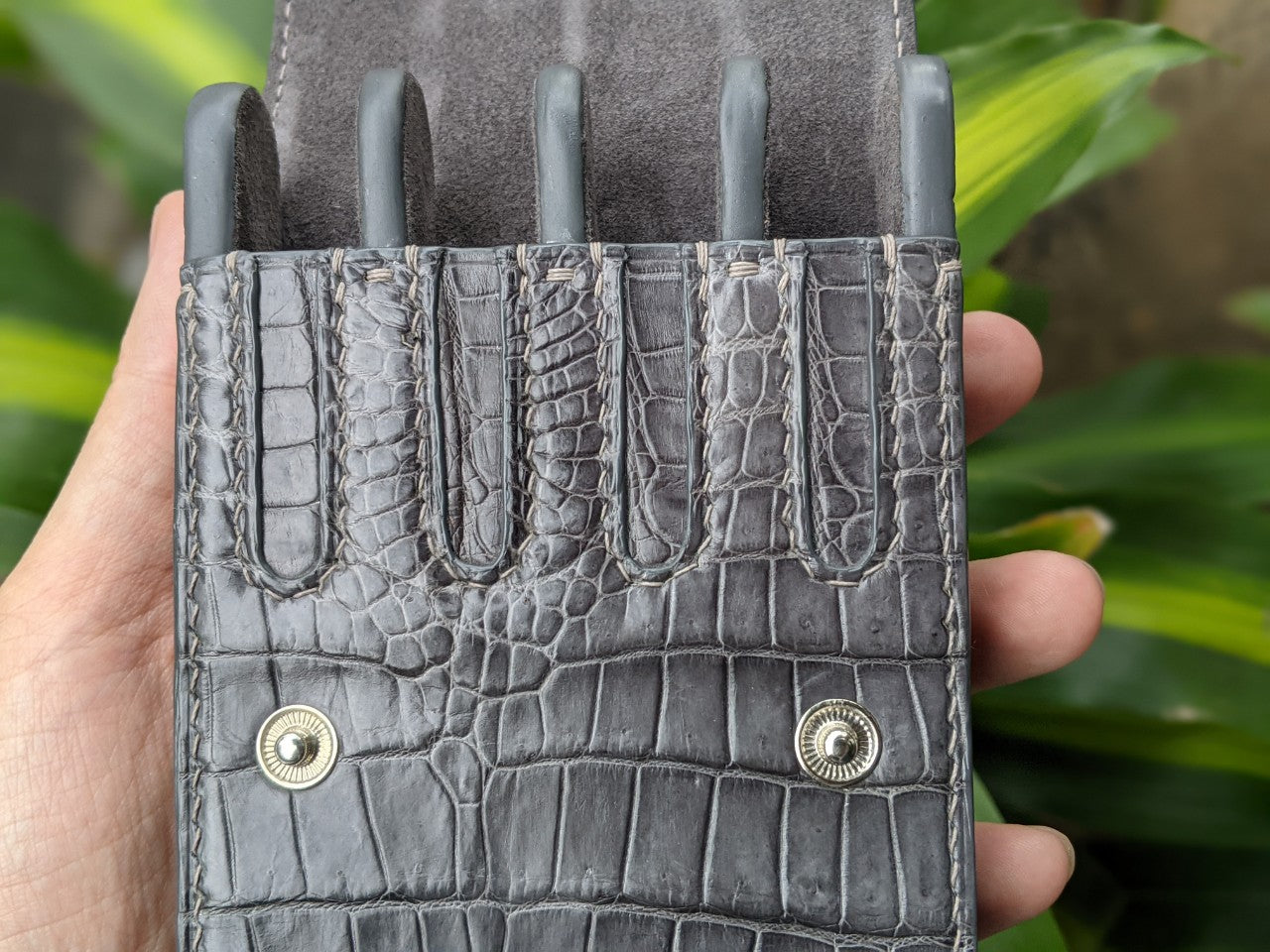 Gray Alligator Pen Case