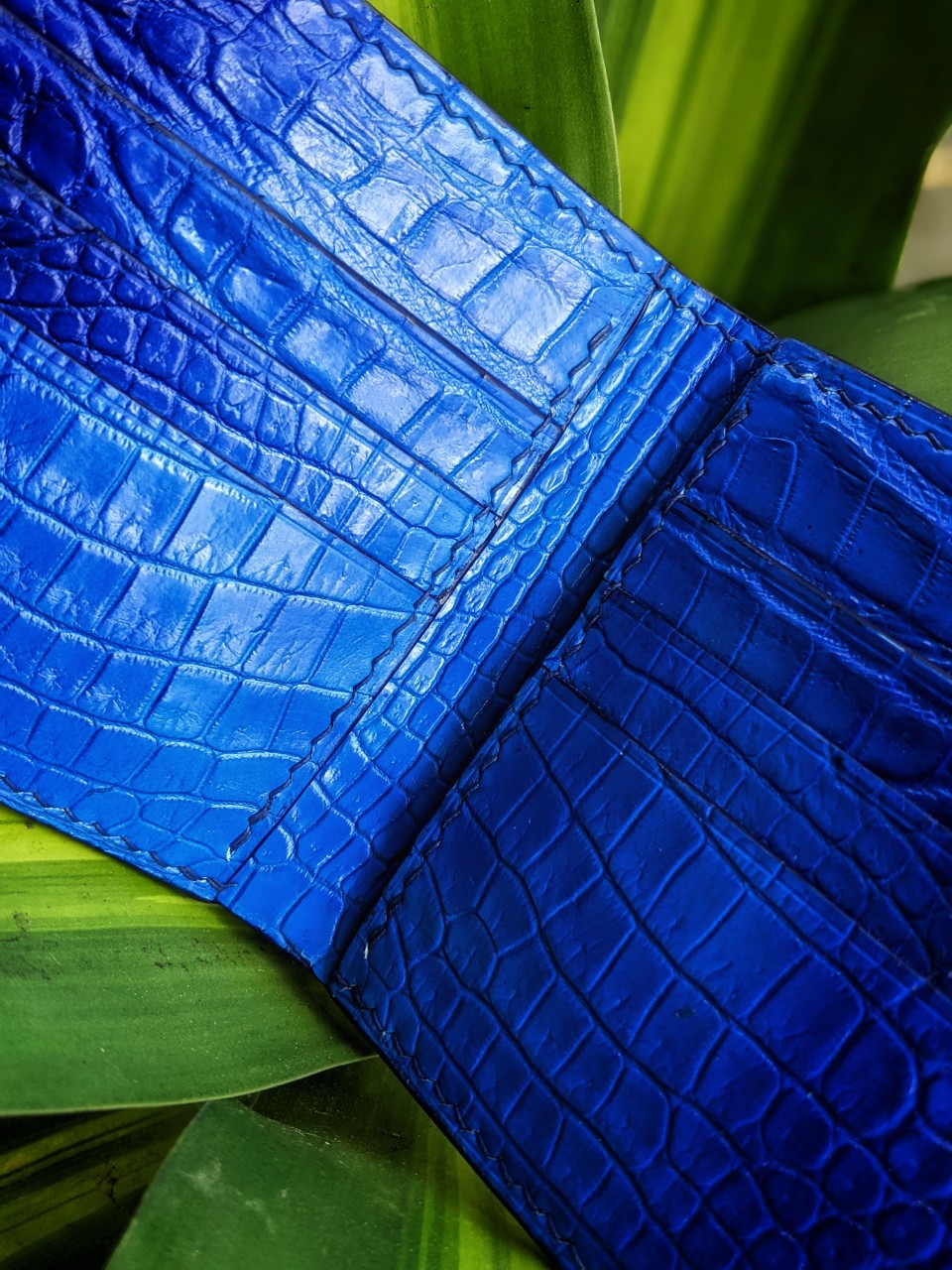 Custom Patina Blue Alligator Leather Wallet