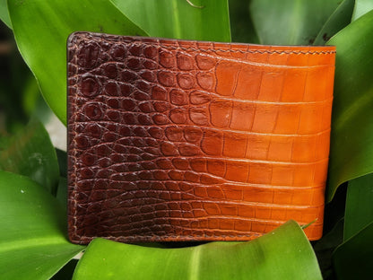 Custom Patina Dark Amber Alligator Leather Wallet