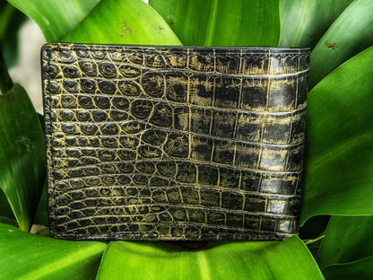 Custom Black Mix Gold Alligator Leather Wallet