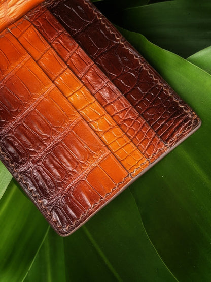 Custom Patina Dark Amber Alligator Leather Wallet