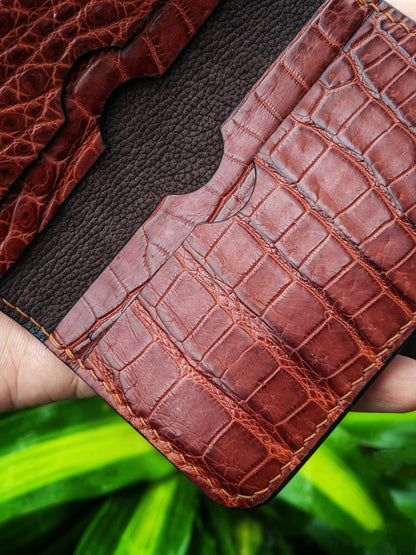 Cognac Alligator Card Holder