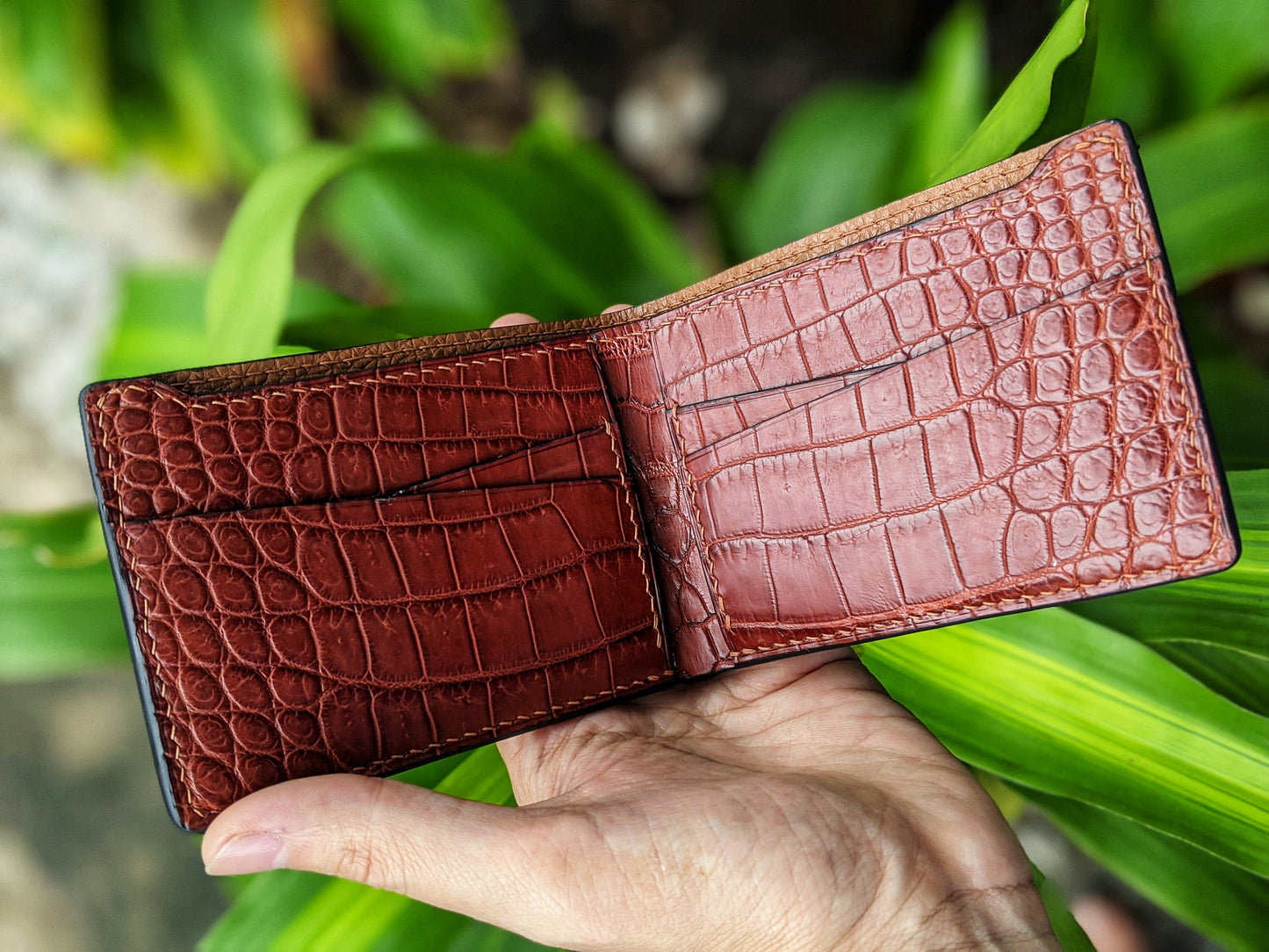 Minimalist Cognac Alligator Leather Wallet