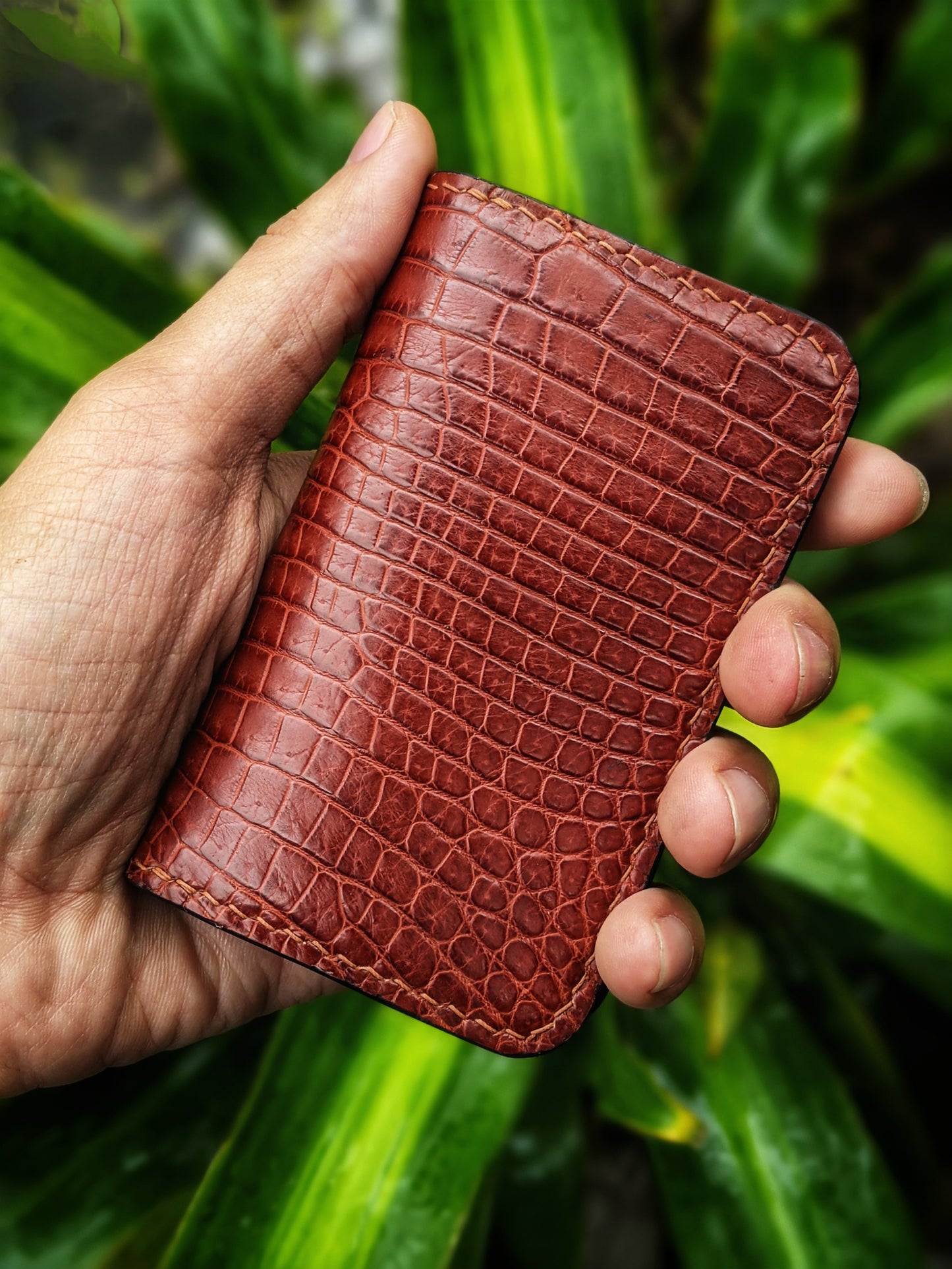 Cognac Alligator Card Holder