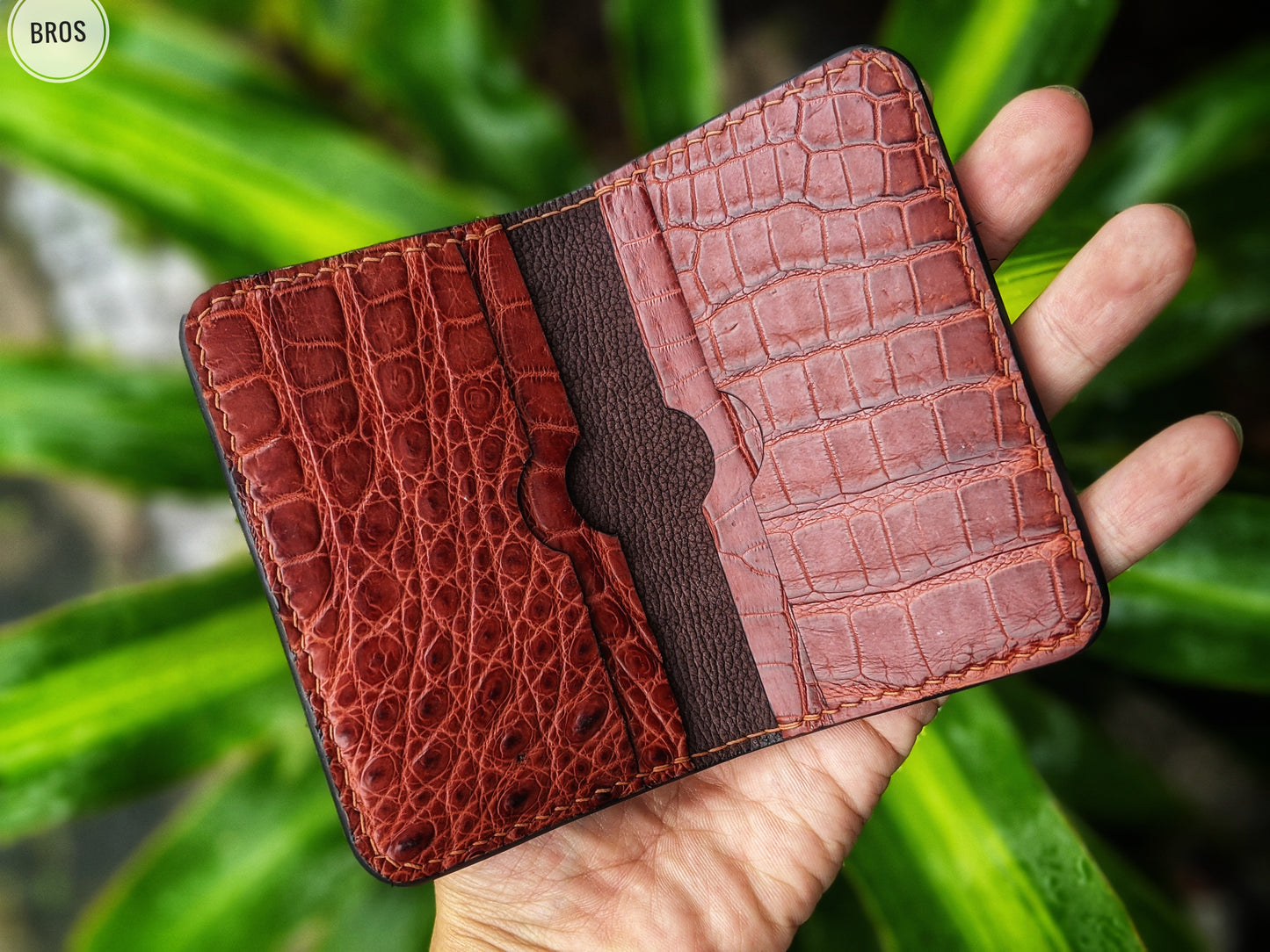 Cognac Alligator Card Holder