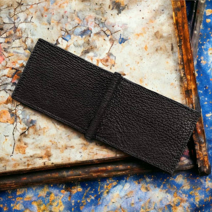 Custom Minimalist Black Shark Skin Leather Money Clip