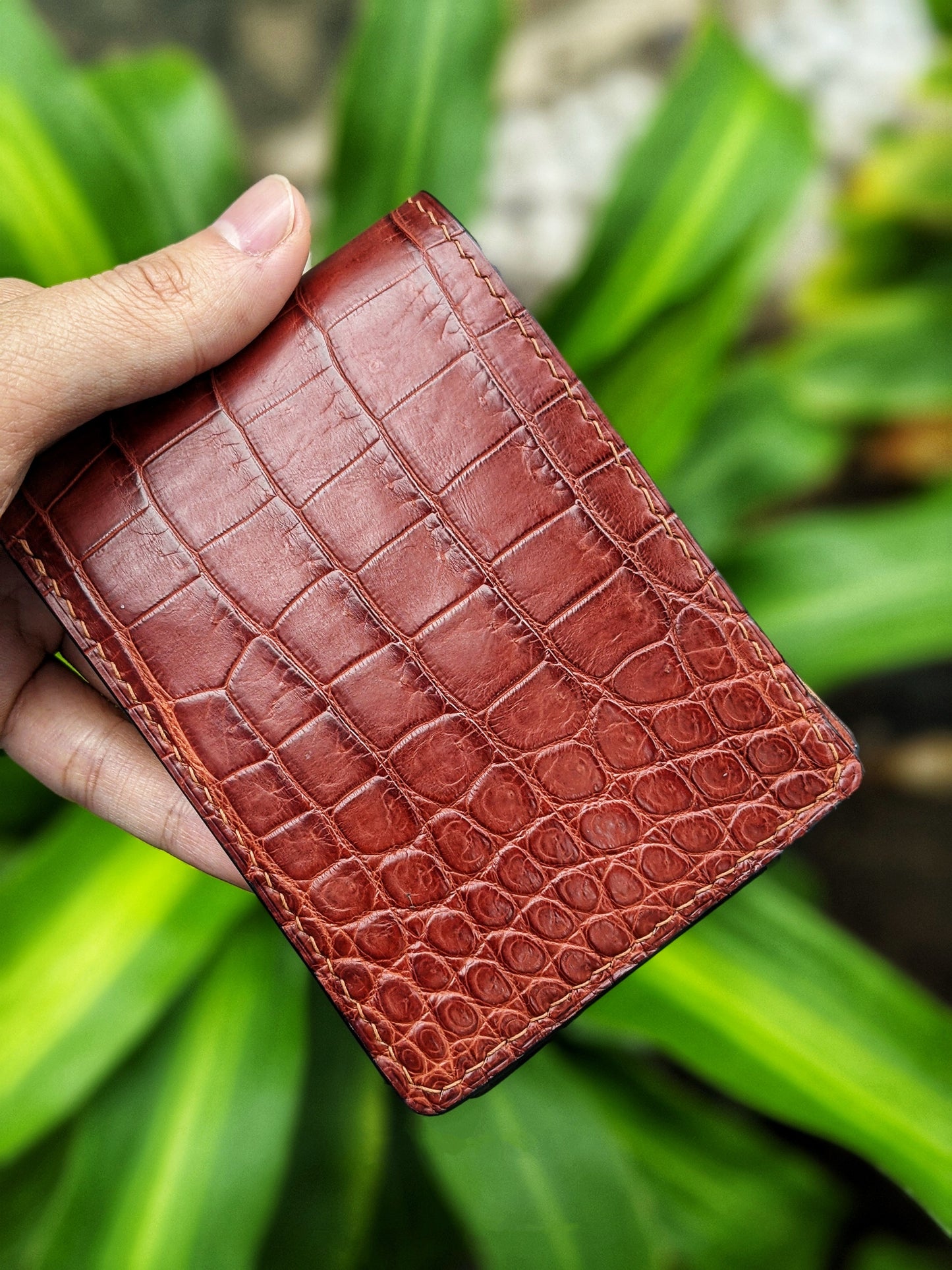 Minimalist Cognac Alligator Leather Wallet