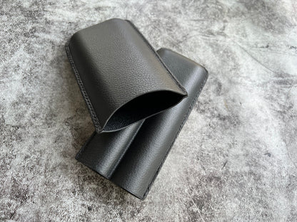 Handmade Black Leather Cigar Case, Leather Cigar Humidor, 2 to 3 Tubes Cigar Case