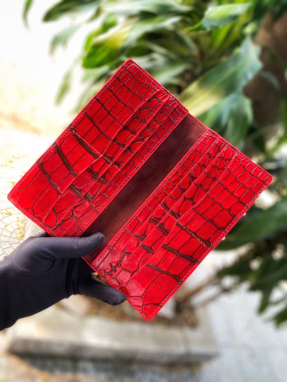 Custom Red Alligator Long Wallet