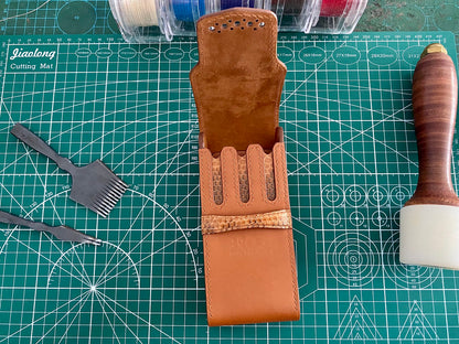 Custom Brown Cowhide And Snake Skin Pen Case