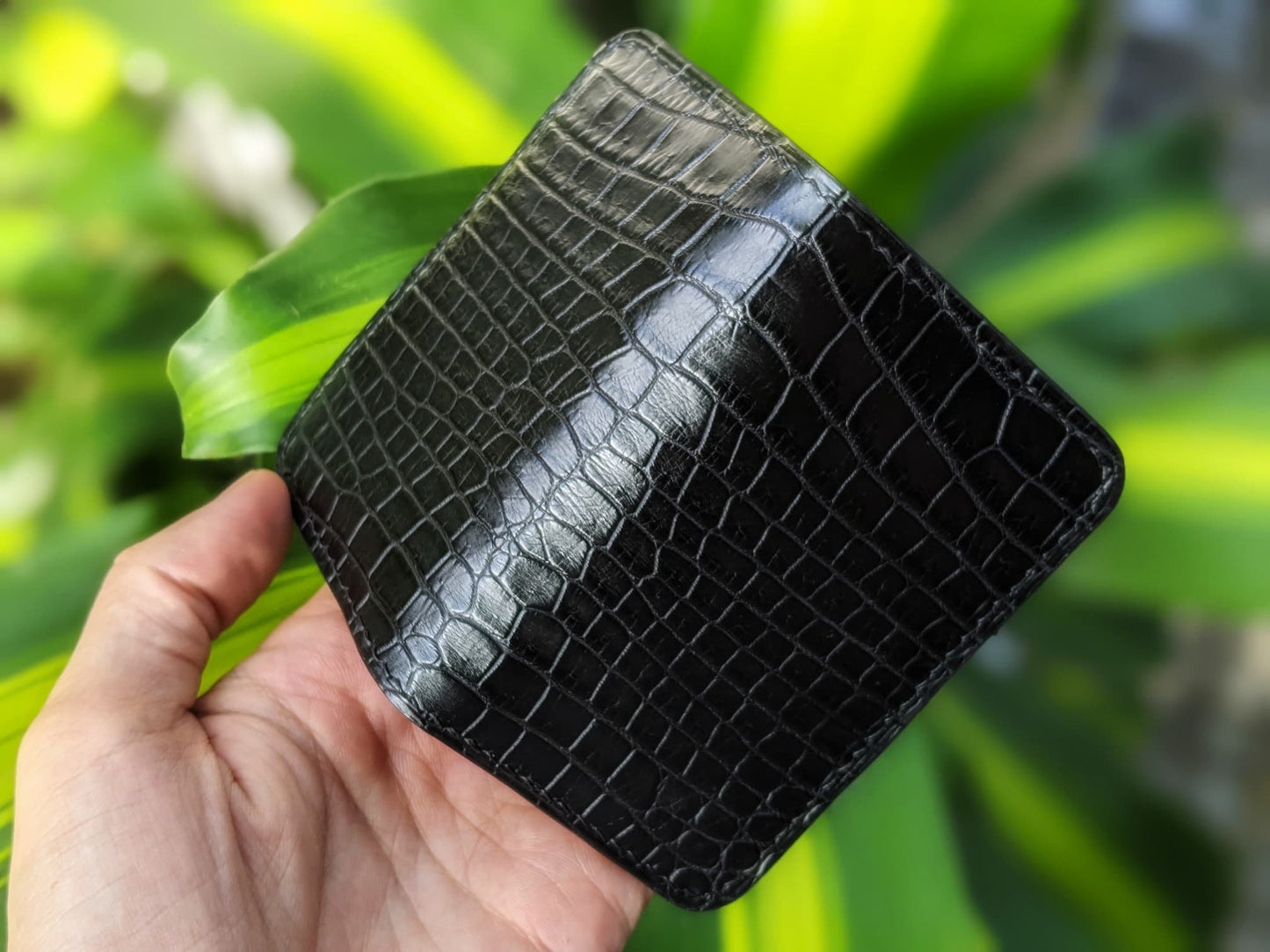 Custom Black Alligator Card Holder