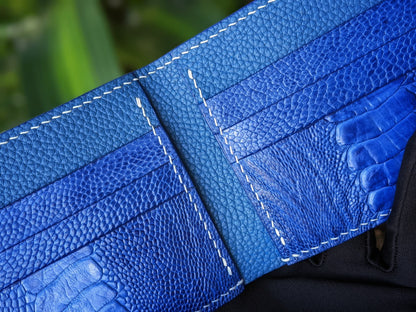 Custom Himalaya Alligator And Blue Ostrich Leg Leather Wallet