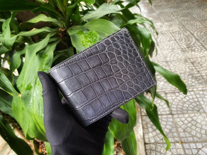 Custom Gray Alligator Leather Wallet