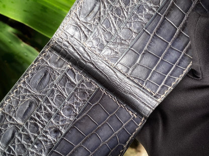 Custom Gray Alligator Leather Wallet